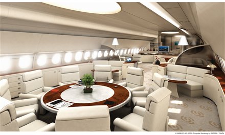 Airbus A350 XWB Prestige Cabin Concept: Dining and Conference Room Airbus A350 XWB Prestige Cabin Concept: Dining and Conference Room