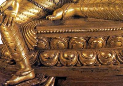 Bodhisattva Avalokiteshvara sits on a Double Lotus in Lalitasana
