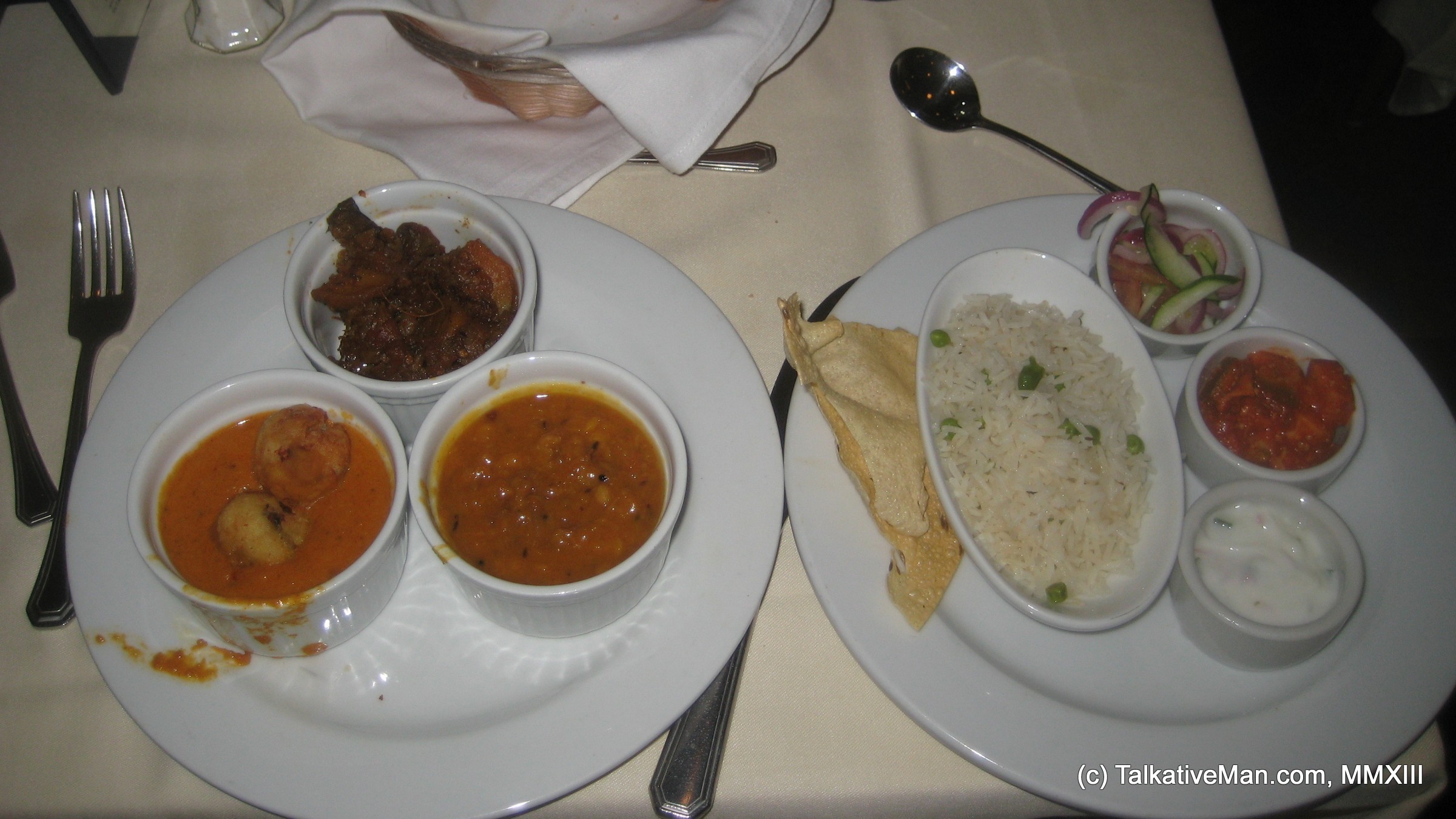 Carnival Cruise Indian Vegetarian Food: Day 2: Aloo Baingan, Malai Kofta, Channa Dal, Matar Pulao
