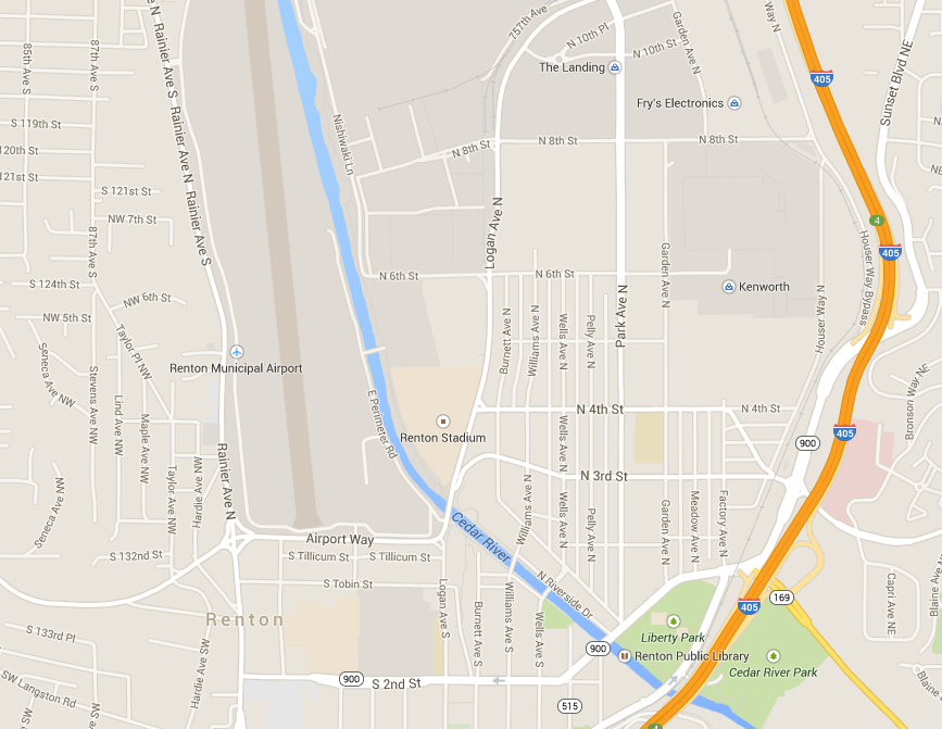Google Maps for Boeing Renton 737 Plant: Cedar River