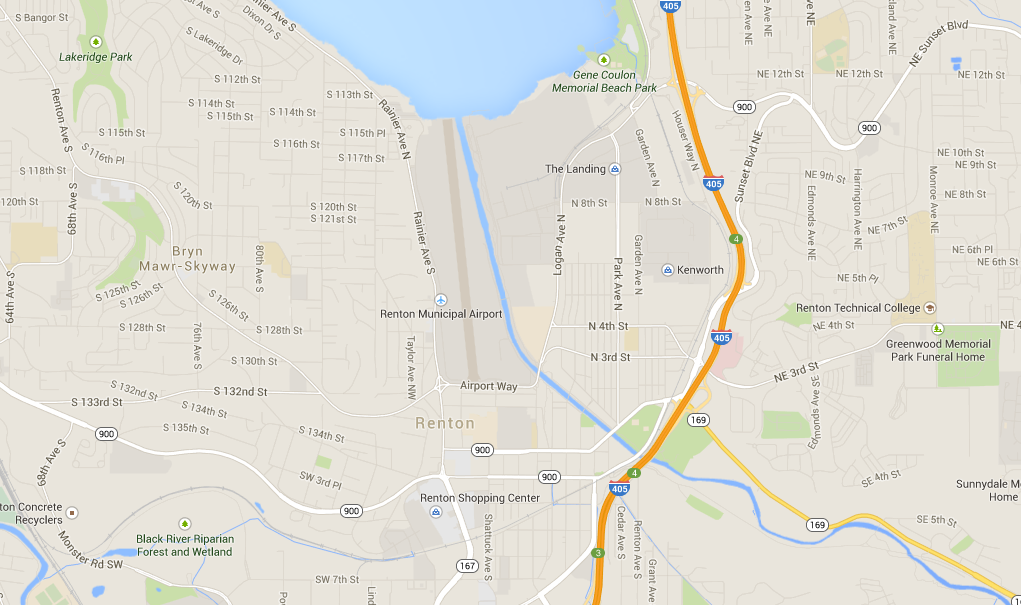 Google Maps for Boeing Renton 737 Plant: Logan Avenue