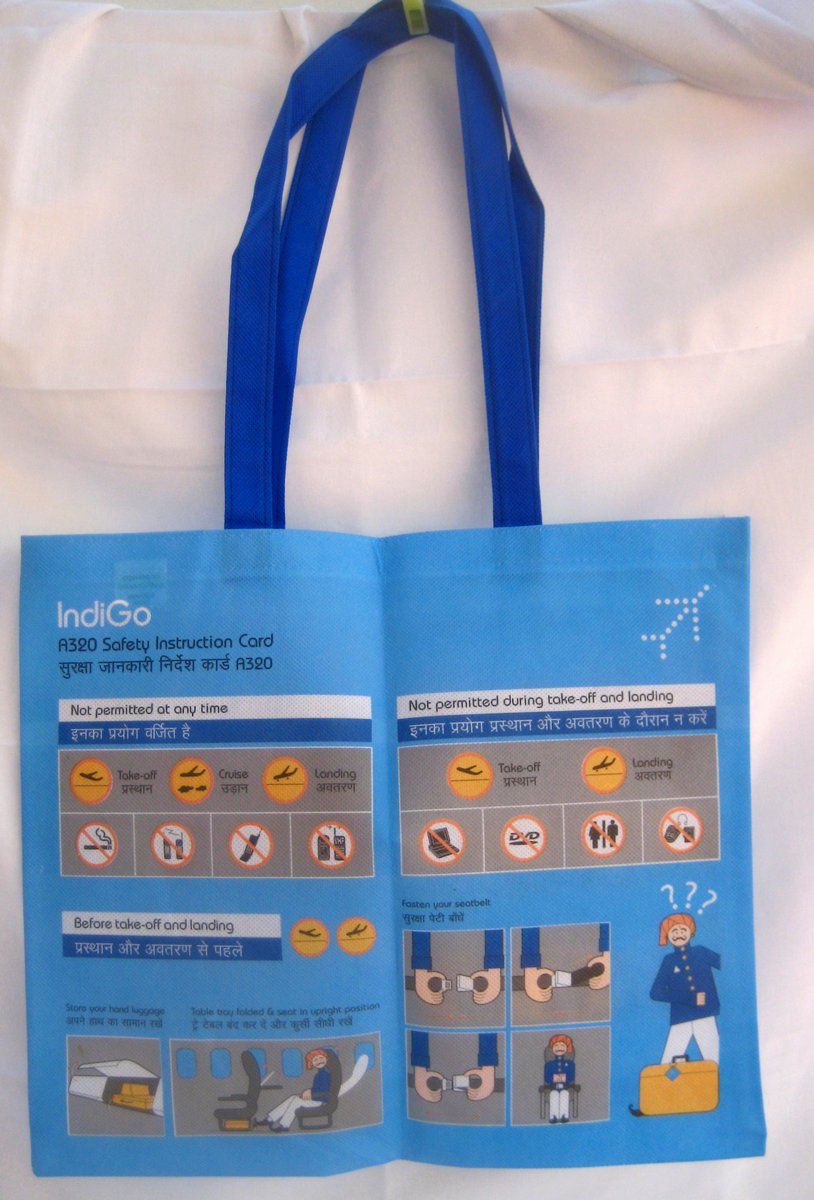 Indigo Airlines Tote Bag - A320 Safety Instruction Card