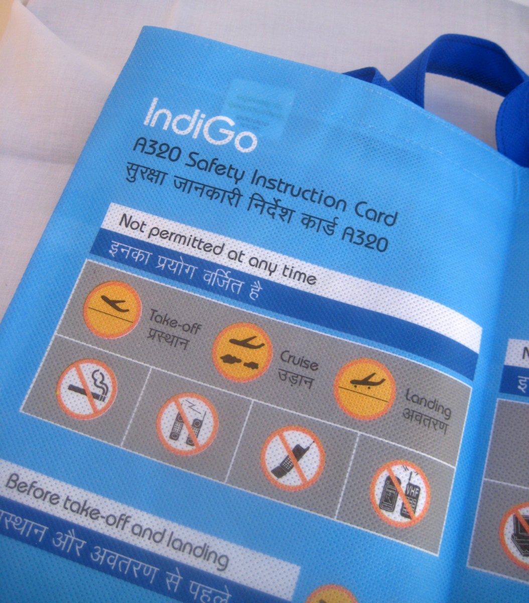 Indigo Airlines Tote Bag - Facsimile of Safety Card