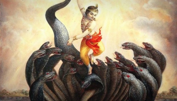 Krishna conquers Naga Kaliya