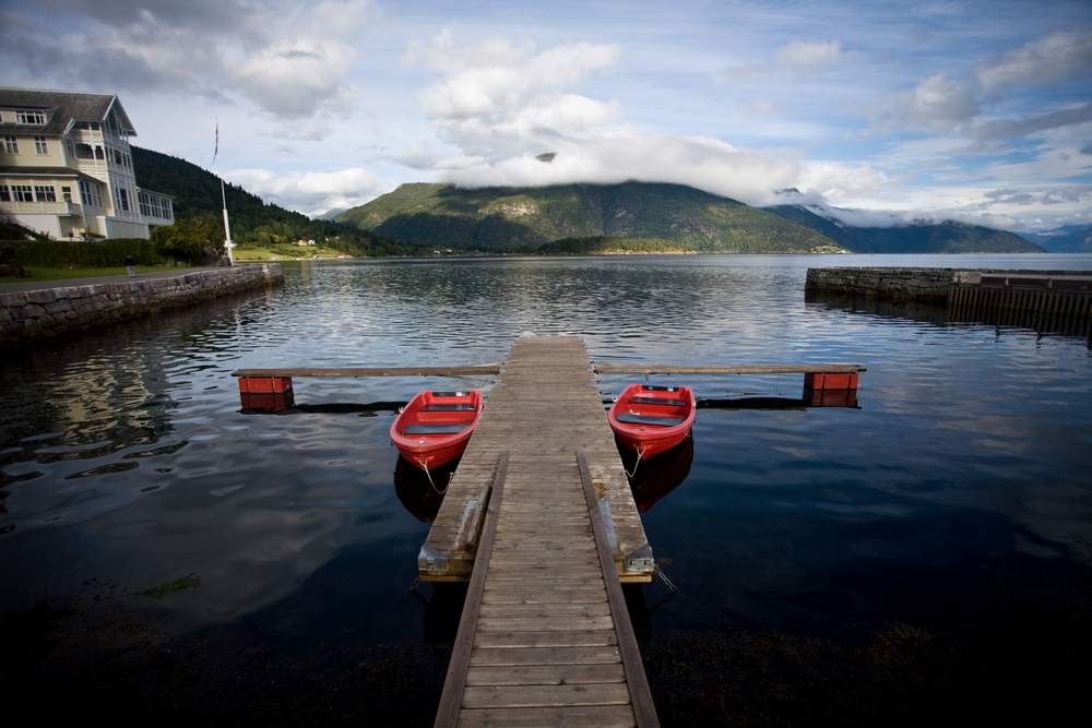 Waterfront of Kviknes Hotel in Balestrand