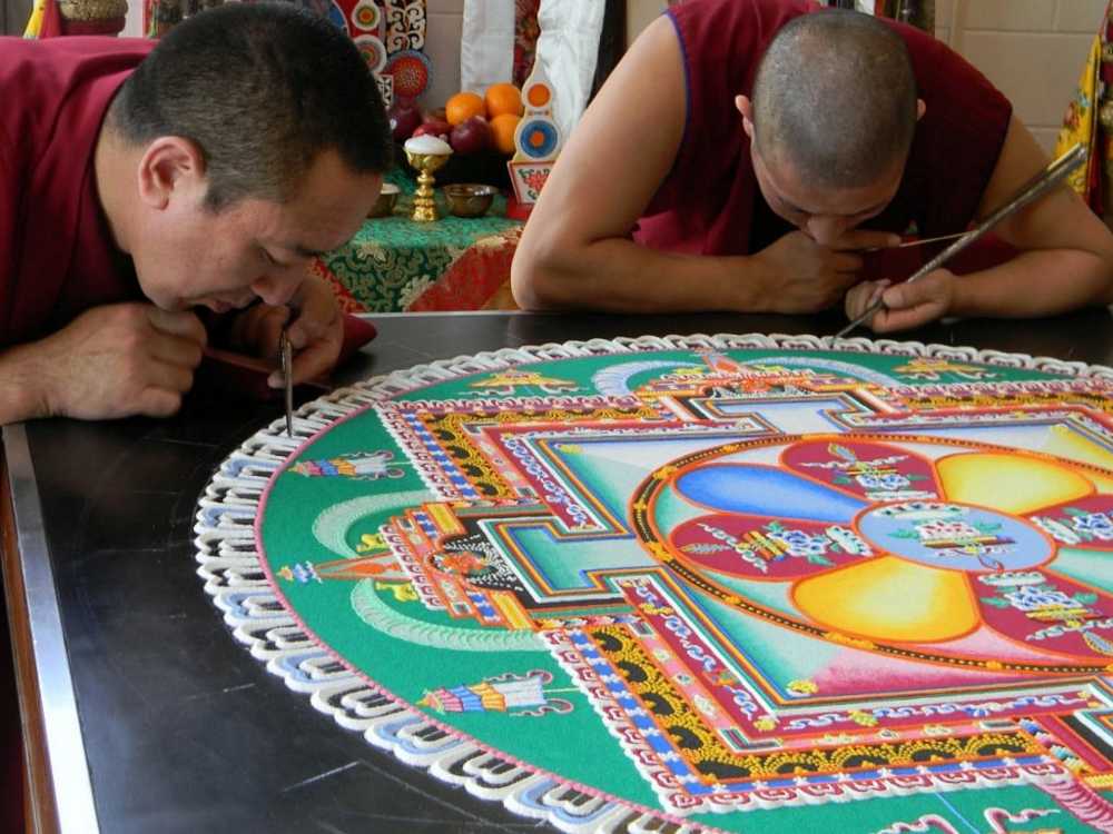 Monks in Tibetan Buddhist monasteries are required to learn how to construct mandalas