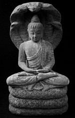 Nagaraja Mucilinda protects Gautama Buddha as he attains enlightenment