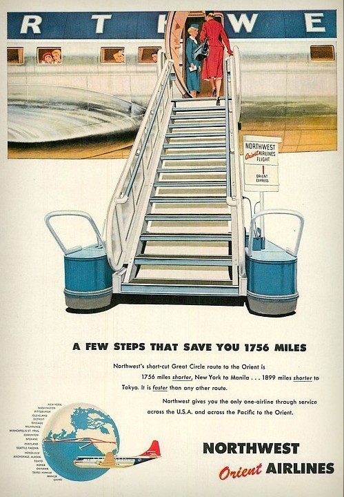 Northwest Orient Airlines Advertisement: Great Circle Route Northwest Orient Airlines Advertisement: Great Circle Route