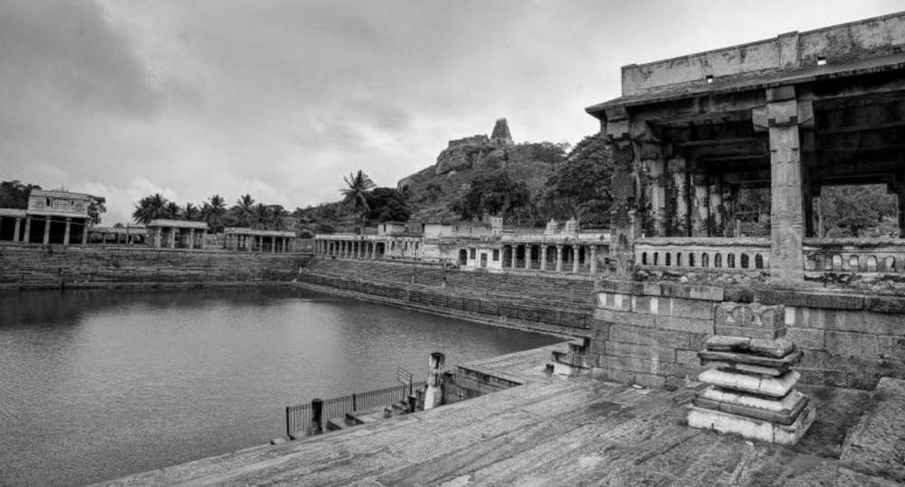 Pushkarini with Yoga Narasimha Temple Melukote